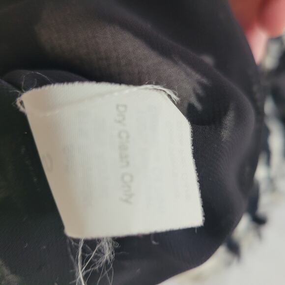 cabi Size S Houndstooth Print Knit Full Zip Fringe Edge Sheath Vest - Picture 8 of 9